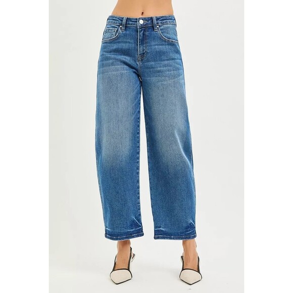 RISEN Slouchy Cropped Barrel Jeans NWT - Picture 2 of 6